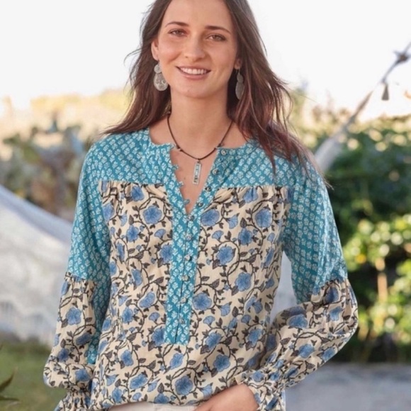 NWT Sundance Catalog Flutter Sleeve Explorer Top, Size L - Picture 2 of 4